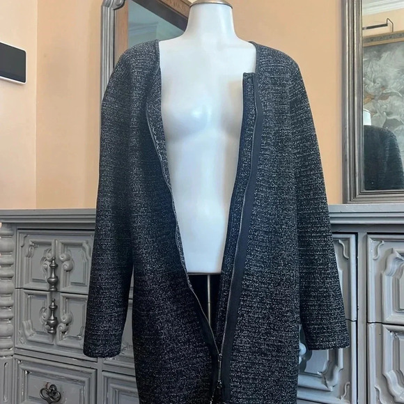 Talbots Tweed Knit Front Double Zip Sweater Dress Size M Office Long Sleeve - Picture 8 of 10